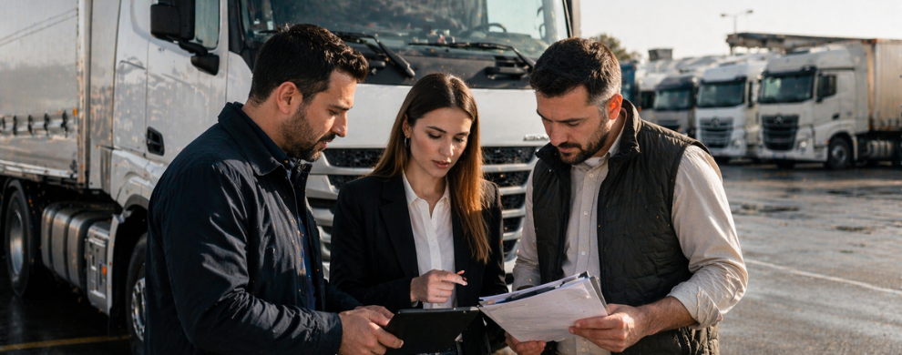 Logistics team reviewing customs documents and preparing shipment paperwork