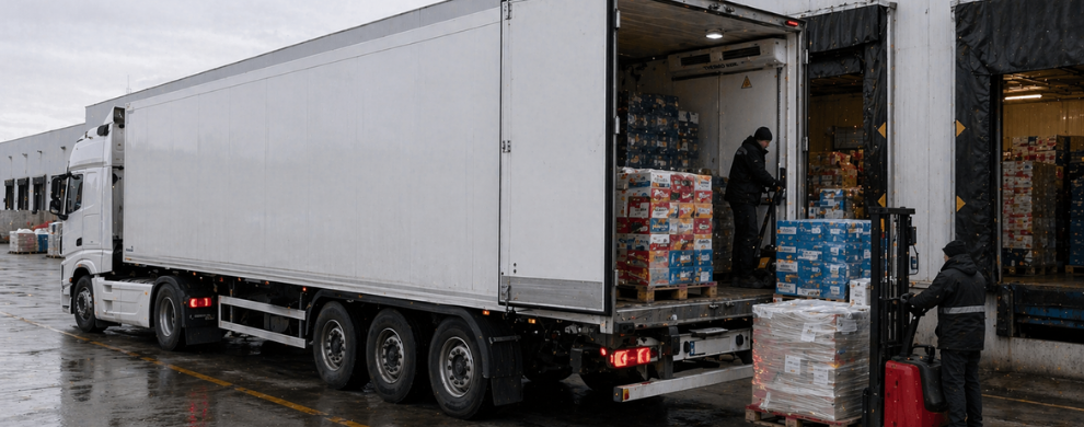 Refrigerated truck transport for food logistics between Turkey and Central Asia