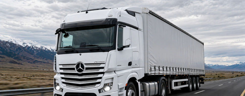 FTL truck on international road transport route across Eurasia