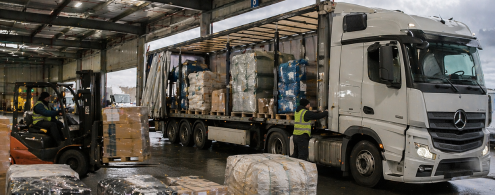 LTL partial load truck loading inside warehouse operations